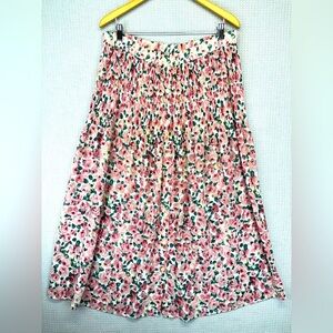 EXPRESS Campaignie Internationale Pink Floral Pull-On Midi Skirt Sz L Vtg